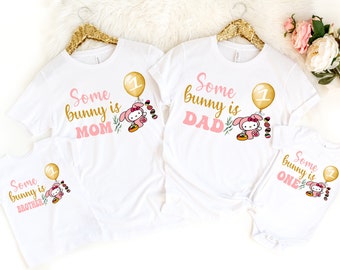 Bunny 1st Birthday Matching Family Shirts: Floral Bunny Party Outfit