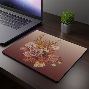 Floral Mouse Pad: Boho Desk Decor, Original Artwork