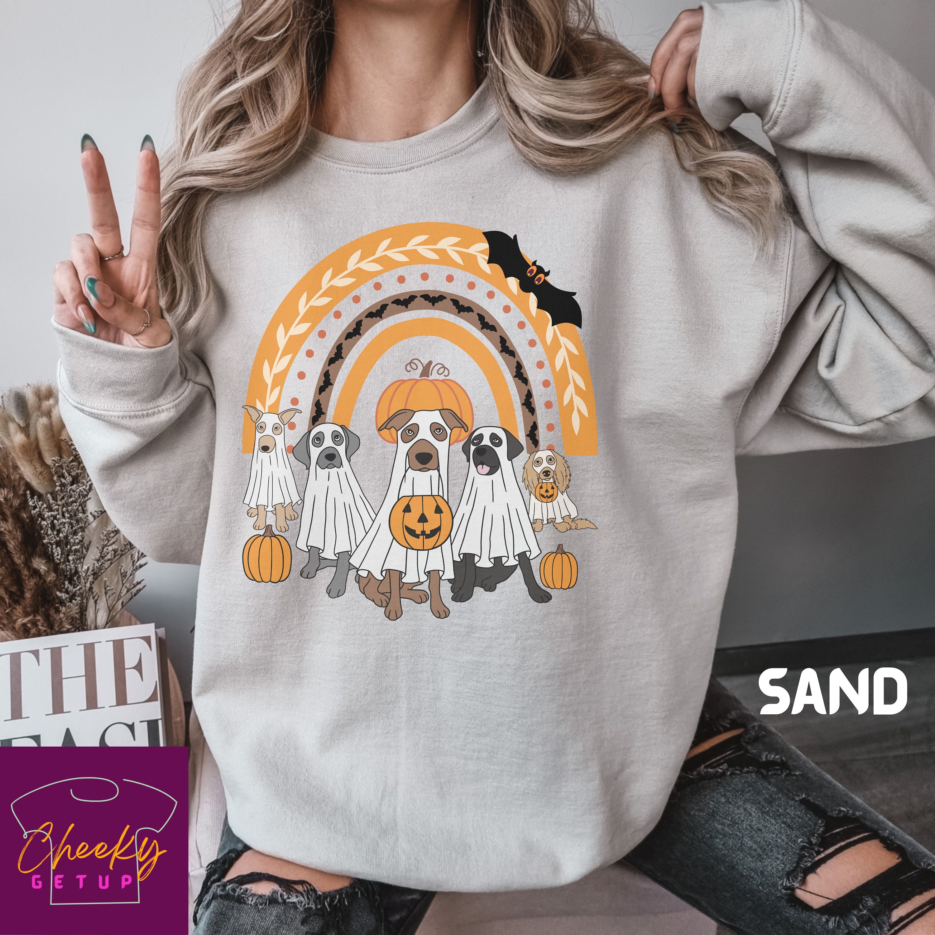 Dog Ghost Sweatshirt Retro Halloween Sweater Happy Halloween Spooky Season Ghost Sweatshirt Retro Halloween Dog Sweatshirt Ghost Dog Shirt.
