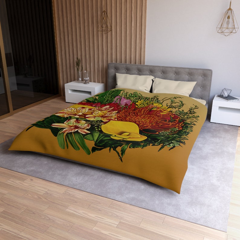 Funda nórdica floral bohemia: ropa de cama de microfibra con arte original imagen 1