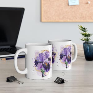 Keramische mok met bloemeniris - mooie bloemen koffiekopje, uniek cadeau voor bloemenliefhebbers, perfect voor verjaardagen, Moederdag en woondecoratie