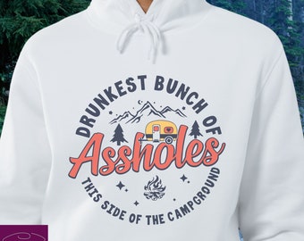 Lustiger Camping Hoodie, Drunkest Bunch Design, Gruppen Camping Shirt
