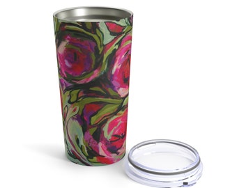 Vaso de acero inoxidable con diseño floral bohemio - Taza de viaje de 20 oz