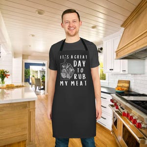 Funny Summer Grilling Apron, BBQ Dad Apron, Great Day to Rub My Meat Apron, Dad Gifts For Him, Gifts For Male Chef, Meat Smoker Gifts.
