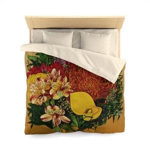 Funda nórdica floral bohemia: ropa de cama de microfibra con arte original imagen 2