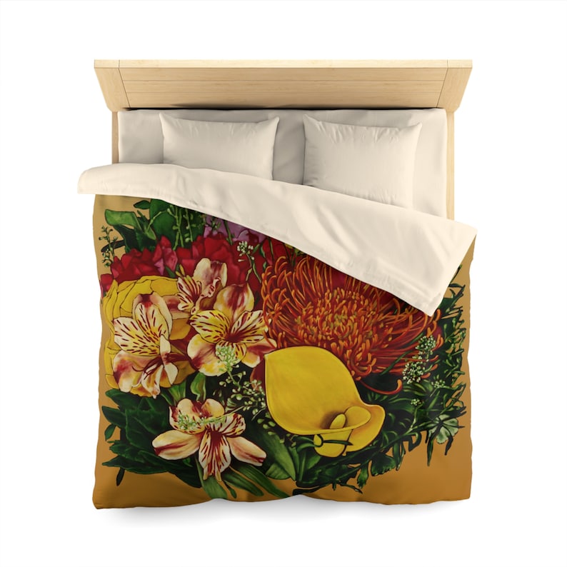 Funda nórdica floral bohemia: ropa de cama de microfibra con arte original imagen 2