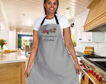 Personalized Floral Apron: Custom Kitchen Gift, Cooking Apron