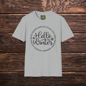 Hello Winter Tshirt, Winter Tshirt, Snowflake Tshirt, Hot Cocoa Tshirt, Snowman Tshirt, Holiday Tshirt
