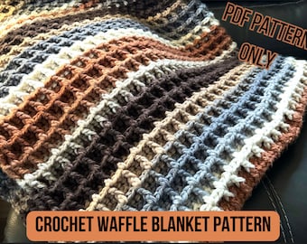 Crochet Waffle Blanket Pattern | Crochet Pattern | Crochet Blanket Pattern | Home Decor | Rustic Decor | Blanket Pattern | Baby Blanket