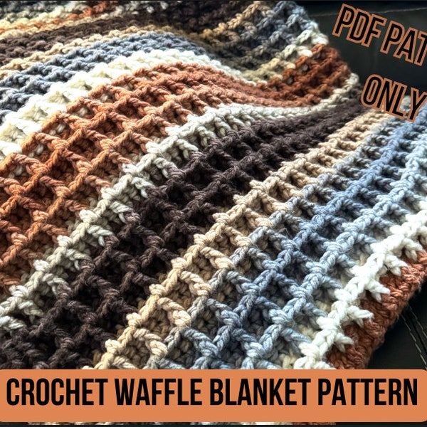 Crochet Waffle Blanket Pattern | Crochet Pattern | Crochet Blanket Pattern | Home Decor | Rustic Decor | Blanket Pattern | Baby Blanket