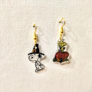Snoopy and Woodstock Thanksgiving Pilgrim earrings