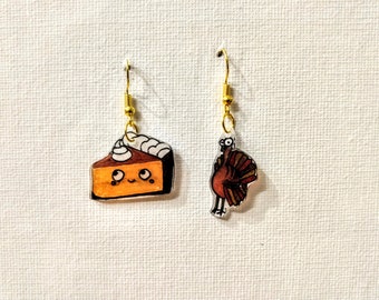 Thanksgiving Earrings / Pumpkin Pie and Turkey Earrings