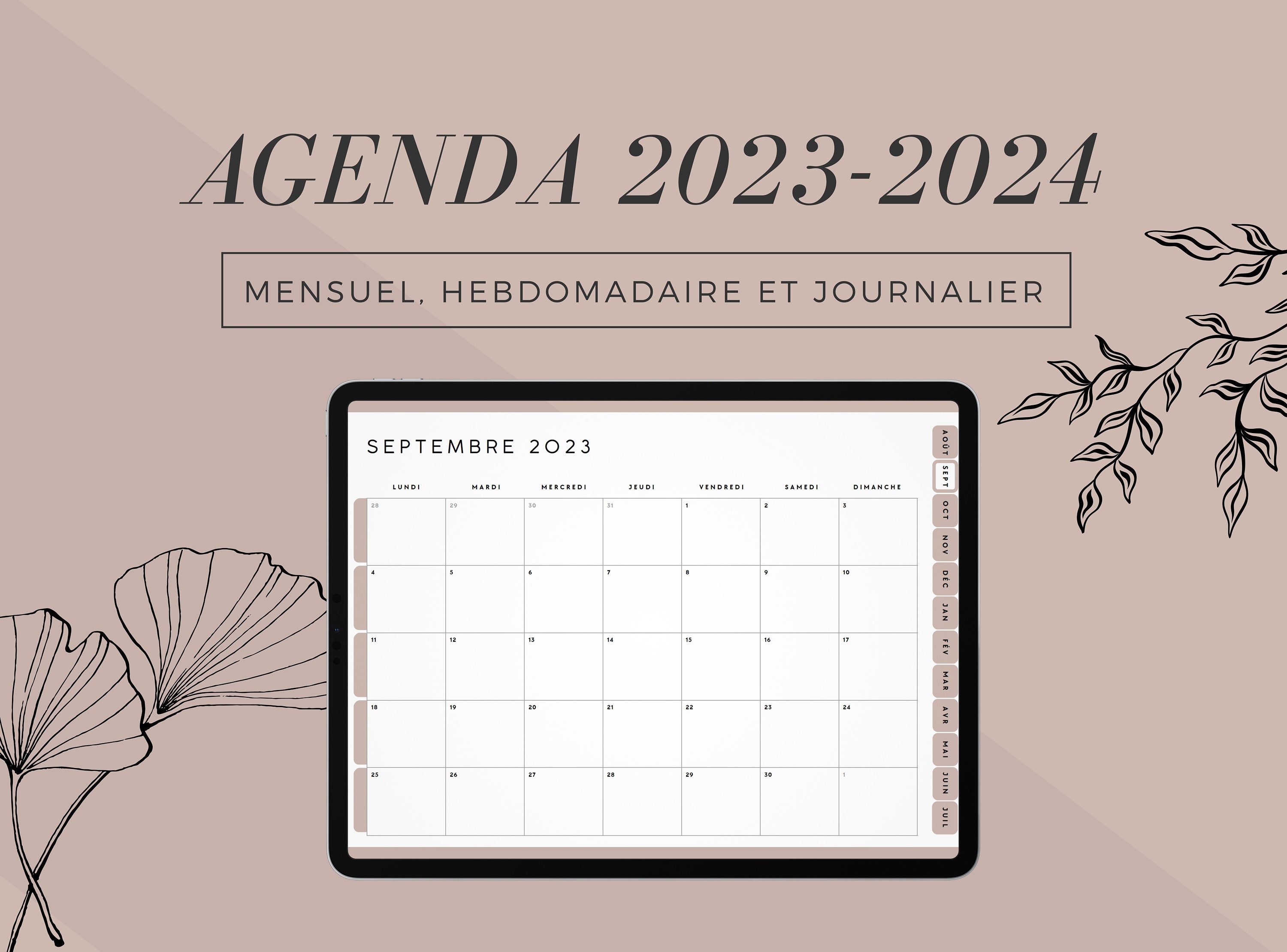 Agenda Organiseur 2023 2024 Terracota, Agenda Semainier De Août 2023 À  Décembre 2024