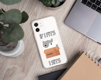 Cute Cat Clear iPhone Case I If I Fits I Sits