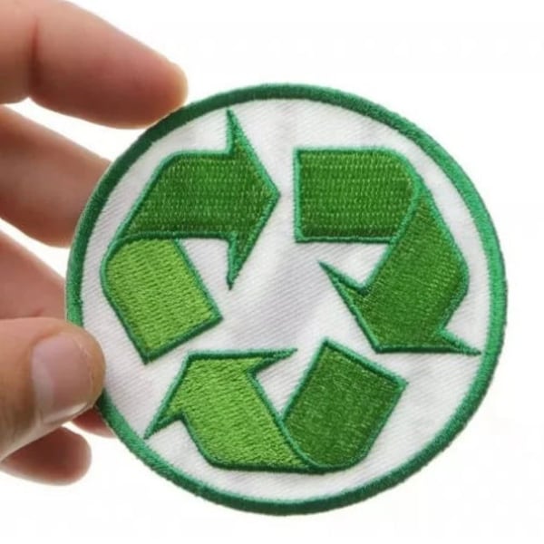 Recycle Sign Novelty Iron on Patch 3x3 inch - iron on patch - embroidered