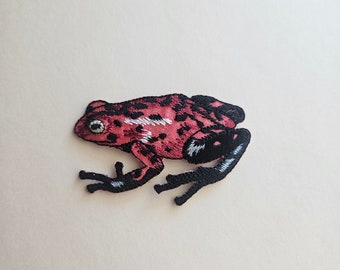 Shiny Red Frog - Iron on patch - Embroidered patch - Applique