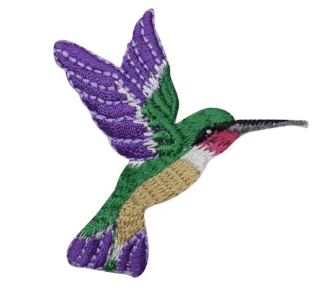 Large Hummingbird - Iron on Patch - Embroidered Patch - Etsy