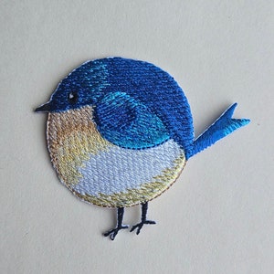Chubby blue bird patch - Iron on patch - Embroidered patch - Applique