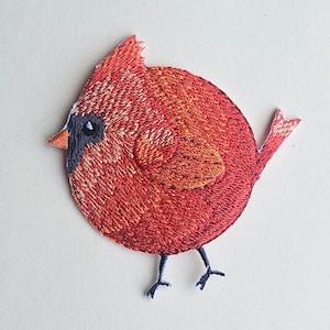 Chubby Cardinal - Iron on patch - Embroidered patch - Applique