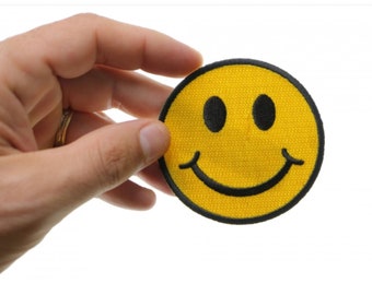 Smiley Face Patch - Smiley face - Iron on - Applique- Embroidery-Iron on