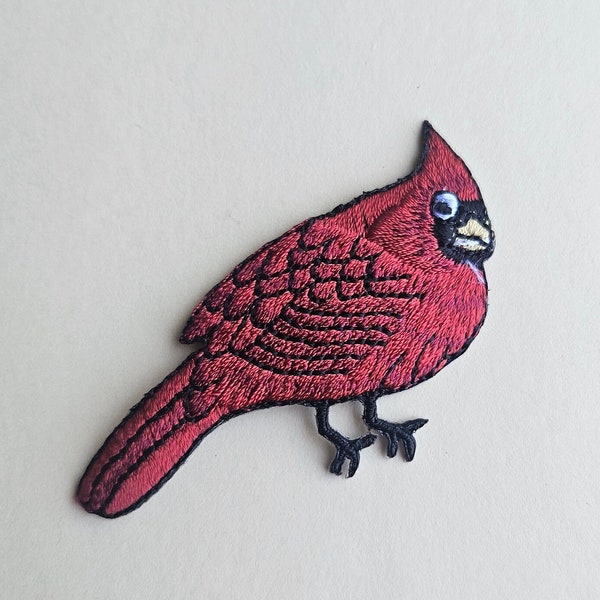 Cardinal Iron on patch -Male and Female - Iron on patch - Embroidered patch - Applique - bird patch