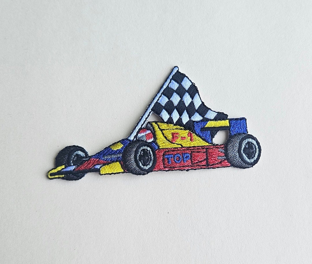 Embroidery Racing Patch Race Car - Flag Patch - Iron on Patch - Embroidered Patch -kids Patch ...