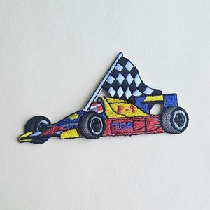 Race Car - Flag patch - iron on patch - embroidered patch -kids patch