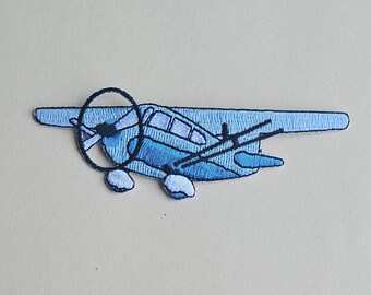 AIRPLANE Iron On Patch - Transportation Aircraft Flying Theme Embroidered Patch 2.5 X 0.75 Inches