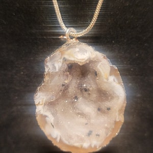 Druzy agate necklace on 18inch sterling silver chain