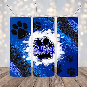 Bulldogs Blue black Football, 20oz Skinny Tumbler Sublimation Design, Digital Download, PNG, Instant DIGITAL ONLY