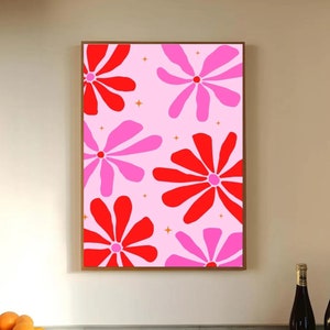 Colourful Digital Flower Art Print | Vibrant Botanical Wall Decor | Modern Floral Artwork for Home or Office | Bold Nature-Inspired Poster