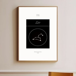 Leo Star Sign Print, Star Sign Poster, Birthday Gift, Zodiac Sign, Astrology Star Sign, Art Print, Boho Decor, Bedroom Art, A1/A2/A3/A4