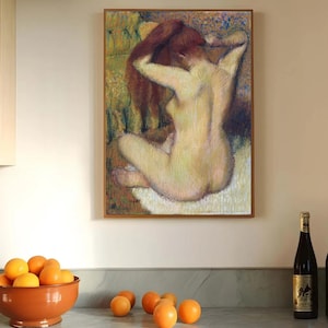 Woman Combing Her Hair (c.1888–1890) by Edgar Degas Art Print | Impressionist Ballerina Bathing Scene | Vintage French Fine Art Wall Decor