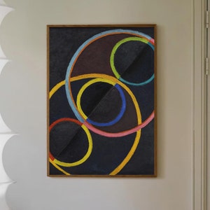 Relief Noir Poster with Color Circles - Robert Delaunay Inspired Wall Art