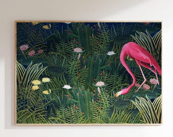 PINTLE Stampe di Henri Rousseau. La riproduzione artistica della zingara addormentata. Ritratto Dipinto Stampa su tela. Poster su tela per, 70x112cm, cornice nera