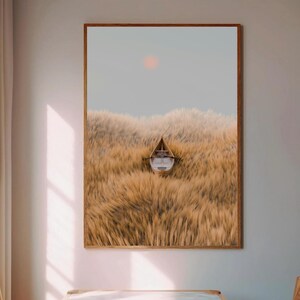 Surrealism Art Print - Boat in a Sea of Hay - Dreamlike Wall Art- Dreamlike Wall Art- Whimsical Art Print- Fantasy Art- Visual Metaphor Art
