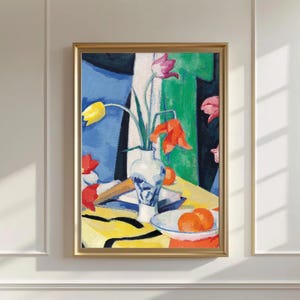 Still Life with Tulips (1919) by Samuel John Peploe Art Print | Scottish Colourist Floral Painting | Vintage Impressionist Wall Art