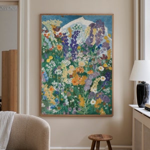 Impression de peinture August Babberger de Blumen am Berg | Impression peinture expressionniste | décoration murale vibrante | expressionnisme haut en couleurs| impression abstraite