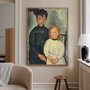 portrait of mother and child by Amedeo Modigliani Print, Timeless Elegance Wall Decor, Home Decor, Museum Art,Classic Portrait Modernist art