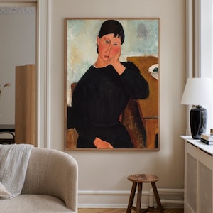Elvira Resting at a Table by Amedeo Modigliani Print, Timeless Elegance Wall Decor, Home Decor, Museum Art, Classic Portrait Modernist art