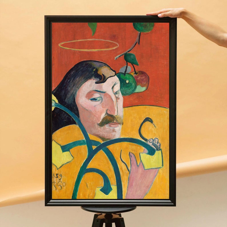 Paul Gauguin's Selfportrait With Halo and Snake Vintage Art Self