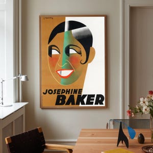 Vintage Josephine Baker Poster Print – Iconic Jazz Age Art Deco Poster Classic Hollywood, 1920s Paris, African American icon, music legend