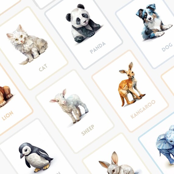16 Animals Flashcards + Free Coloring Package | Printable Animals Flashcards, Montessori Flashcards, Animals Flash Cards, Instant Download