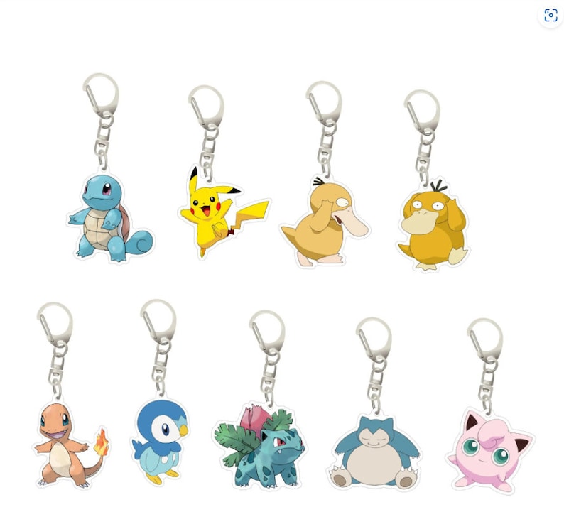 Pokemon Keychain - Pokemon Pikachu Anime Snorlax Gengar Eevee Charizard ...