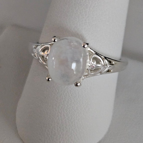 Vintage Rainbow Moonstone Sterling Silver Ring, S… - image 7