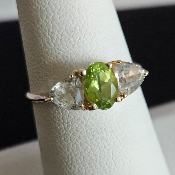 Yellow Topaz and Peridot Ring Etsy
