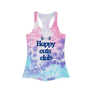 Happy Cats Club Tie Dye Tank, Tank Top, Cat Shirt