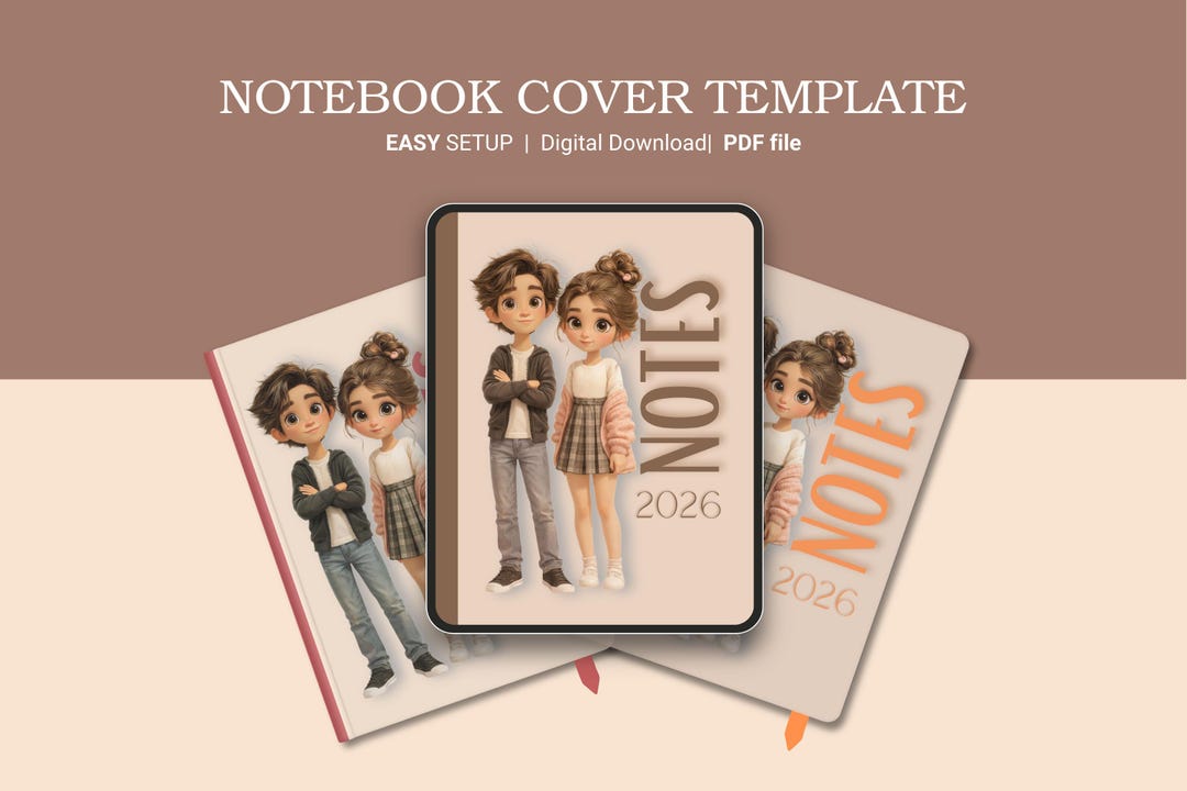 Notebook Chibi Chibi Couple Cover 2026 | Kawaii Digital Notebook Cover | Instant ...