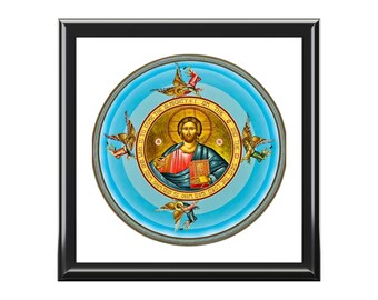 Artistic Jewelry Box with Guardian Design, Decorative Storage, Gift for Her, Unique Keepsake, Religious Decor, Birthday Present