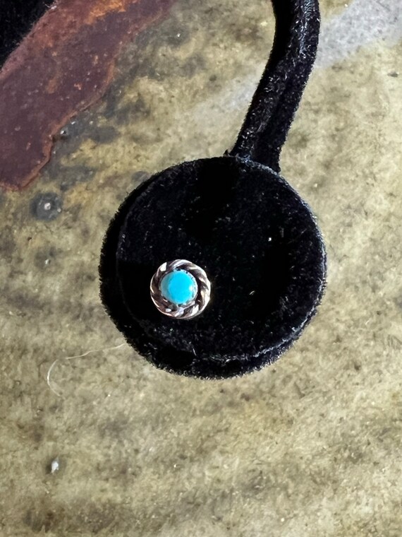 Turquoise and silver button earrings - image 3